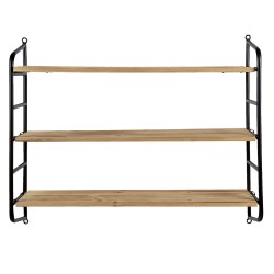 Clayre & Eef Wall Rack 60x15x50 cm Brown Wood Metal