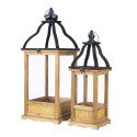 Clayre & Eef Lanterne set de 2 Marron Fer Bois Carré