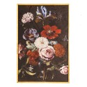 Clayre & Eef Painting 40x60 cm Black Red Wood Textile Rectangle Flowers