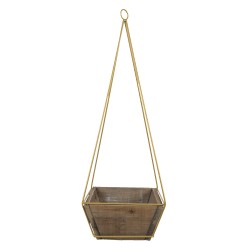 Clayre & Eef Planter 21x21x10/61 cm Brown Wood Metal Square