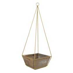 Clayre & Eef Planter 21x21x10/61 cm Brown Wood Metal Square