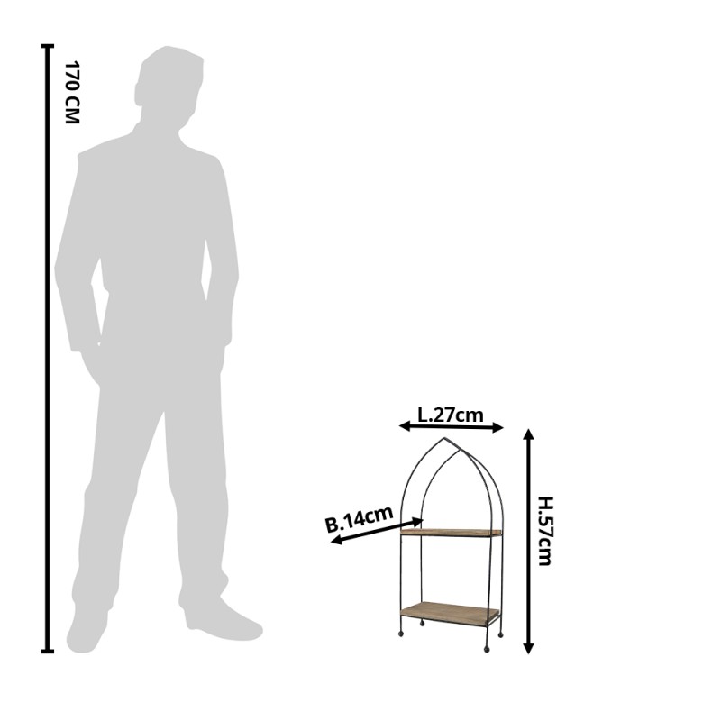 Clayre & Eef Étagère 27x14x57 cm Marron Bois Métal