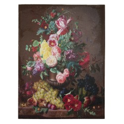 Clayre & Eef Peinture 60x80 cm Rouge Vert Toile Fleurs