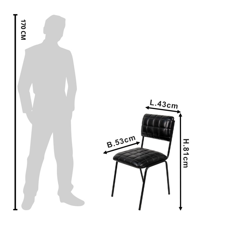 Clayre & Eef Chaise de salle à manger 44x44x84 cm Noir Cuir