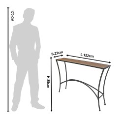 Clayre & Eef Sidetable  122x27x85 cm Zwart Bruin Ijzer Hout