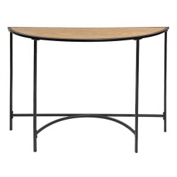 Clayre & Eef Sidetable  120x31x81 cm Zwart Bruin Ijzer Hout Halfrond