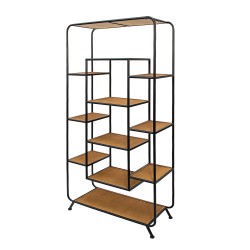 Clayre & Eef Wall Rack 80x32x169 cm Brown Black Wood Iron