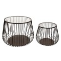 Clayre & Eef Table d'appoint set de 2 Marron Fer Verre