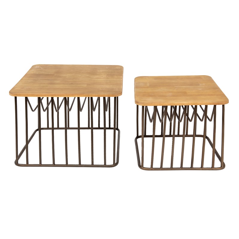 Clayre & Eef Table d'appoint set de 2 Marron Fer Bois