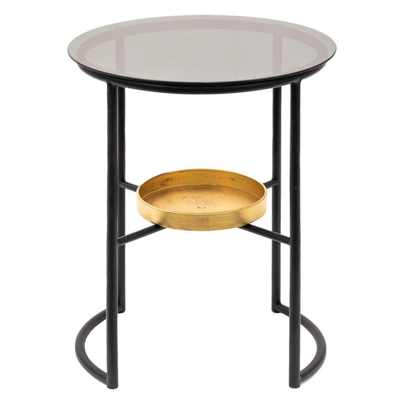 Clayre & Eef Beistelltisch Ø 43x55 cm Schwarz Eisen Glas