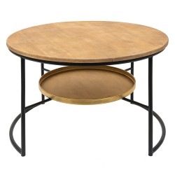 Clayre & Eef Tavolino da caffè Ø 81x52 cm Marrone Nero  Legno Ferro