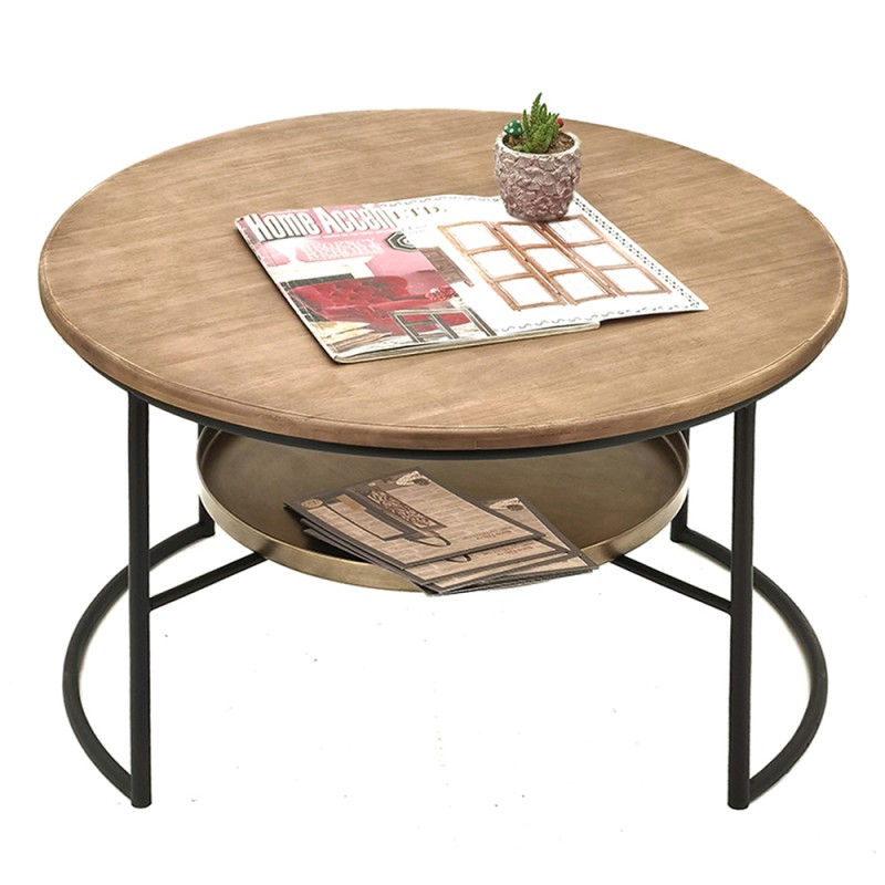 Clayre & Eef Table basse Ø 81x52 cm Marron Noir Bois Fer