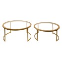 Clayre & Eef Coffee Table Set of 2 Brown Glass Wood