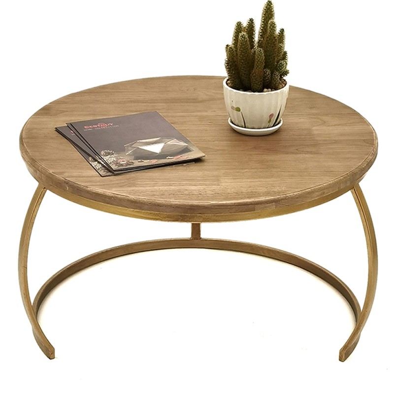 Clayre & Eef Side Table Ø 62x37 cm Brown Iron Wood