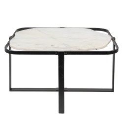 Clayre & Eef Couchtisch 86x68x45 cm Schwarz Weiß Eisen