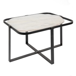 Clayre & Eef Couchtisch 86x68x45 cm Schwarz Weiß Eisen