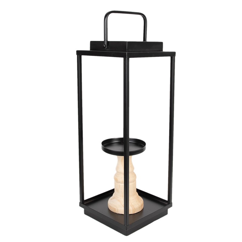 Clayre & Eef Candelabro set di 2 15x15x50/57 cm Nero Ferro Legno