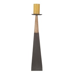 Clayre & Eef Candelabro 60 cm Grigio Marrone Legno Ferro Quadrato