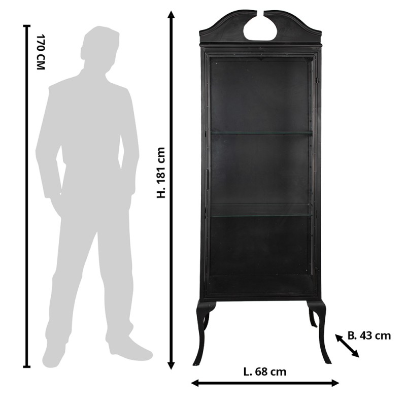 Clayre & Eef Display Cabinet 68x43x181 cm Black Iron Glass