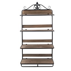 Clayre & Eef Wall Rack 60x22x123 cm Brown Black Wood Metal