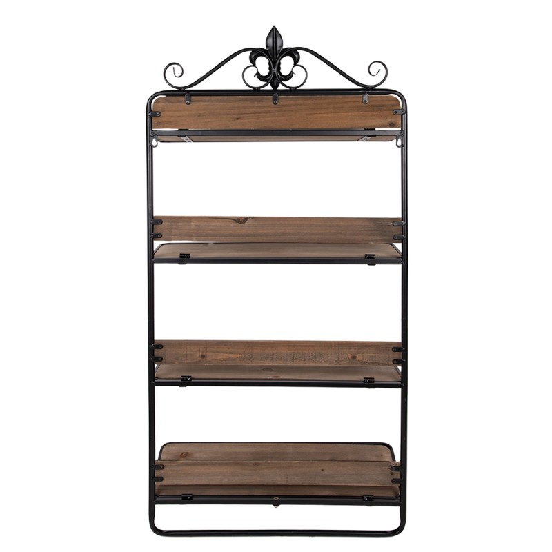 Clayre & Eef Wall Rack 60x22x123 cm Brown Black Wood Metal