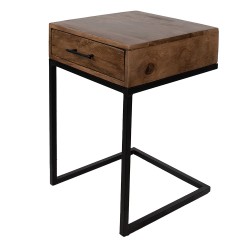 Clayre & Eef Table d'appoint 42x42x61 cm Marron Noir Bois Fer Rectangle