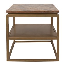 Clayre & Eef Table d'appoint 51x51x49 cm Marron Bois Fer Carré