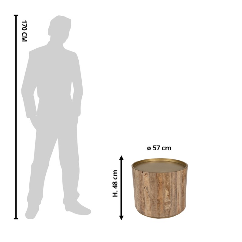 Clayre & Eef Tavolino Ø 57x48 cm Marrone Legno Ferro Rotondo