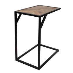 Clayre & Eef Table d'appoint 55x36x65 cm Marron Noir Bois Fer Rectangle