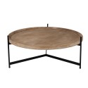 Clayre & Eef Tavolino da caffè Ø 100x40 cm Marrone Nero  Legno Ferro Rotondo