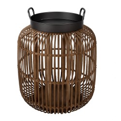 Clayre & Eef Beistelltisch Ø 51x60 cm Braun Rattan Eisen Rund