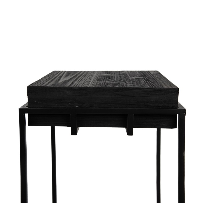 Clayre & Eef Table de plante 31x31x65 cm Noir Fer Bois Carré