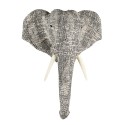 Clayre & Eef Décoration murale Éléphant 75 cm Blanc Noir Papier Fer Textile