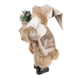 Clayre & Eef Figur Weihnachtsmann 63 cm Beige Rosa Kunststoff