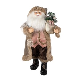 Clayre & Eef Figurine Santa Claus 82 cm Beige Pink Plastic