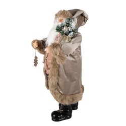 Clayre & Eef Figur Weihnachtsmann 82 cm Beige Rosa Kunststoff