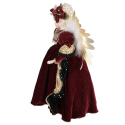 Clayre & Eef Christmas Decoration with LED Lighting and Music Angel 65 cm Red Plastic