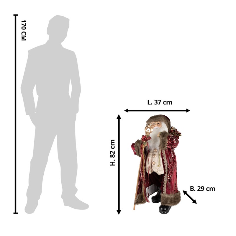 Clayre & Eef Figurine Père Noël 82 cm Rouge Plastique