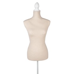 Clayre & Eef Adjustable Female Mannequin 37x22x168 cm Beige White Wood Textile