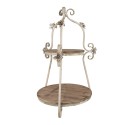 Clayre & Eef 2-Tiered Stand Ø 54x90 cm Brown Beige Wood Iron