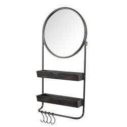 Clayre & Eef Miroir 38x89 cm Noir Fer Ovale