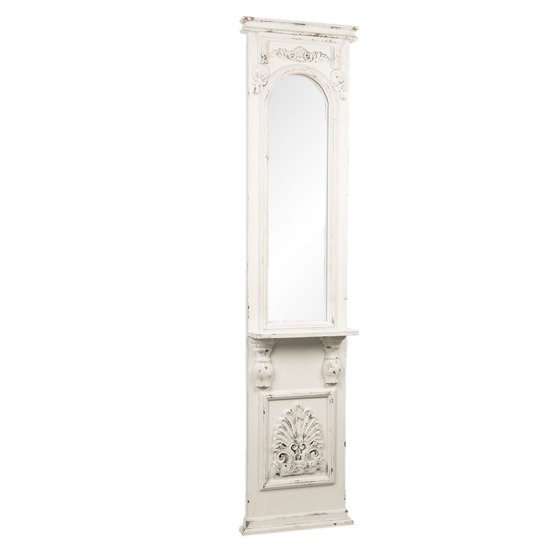 Clayre & Eef Miroir 46x194 cm Blanc Bois Rectangle