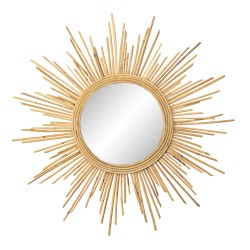 Clayre & Eef Miroir Soleil Ø 80 cm Couleur or Rotin