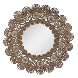 Clayre & Eef Mirror Ø 72 cm Copper colored Iron Round