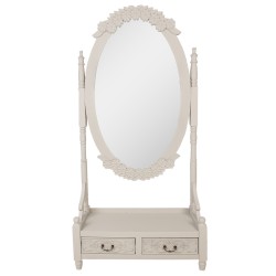 Clayre & Eef Standing Mirror 85x30x180 cm Grey Wood product Oval