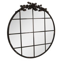 Clayre & Eef Spiegel 81 cm Schwarz Eisen Glas Rund