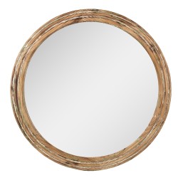 Clayre & Eef Miroir Ø 60x6 cm Marron Vert Bois Verre Rond