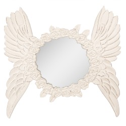 Clayre & Eef Miroir 62x5x60 cm Beige MDF Verre Rond Ailes