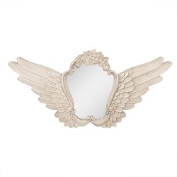 Clayre & Eef Miroir 70x5x35 cm Beige MDF Verre Ovale Ailes