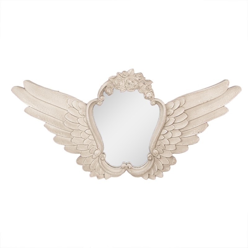 Clayre & Eef Mirror 70x5x35 cm Beige MDF Glass Oval Wings